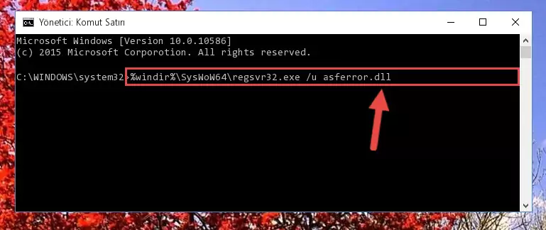 Asferror.dll kütüphanesi için Windows Kayıt Defterinde yeni kayıt oluşturma