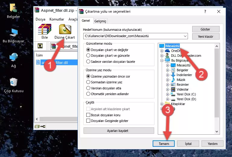 Aspnet_filter.dll dosyasını Windows/System32 dizinine kopyalama