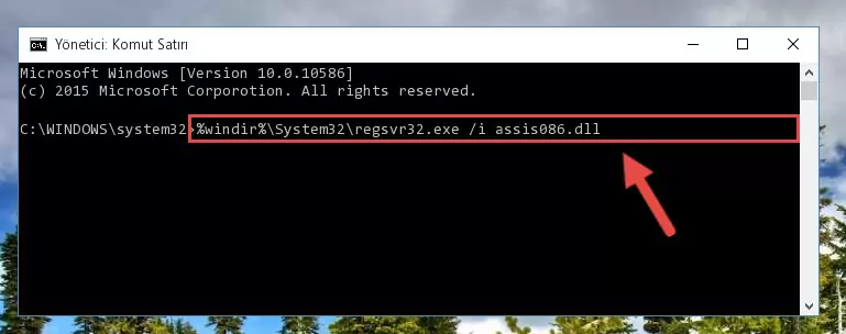 Assis086.dll dosyasını sisteme tekrar kaydetme (64 Bit için)