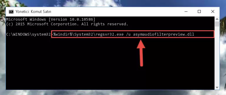 Asymaudiofilterpreview.dll dosyasını sisteme tekrar kaydetme
