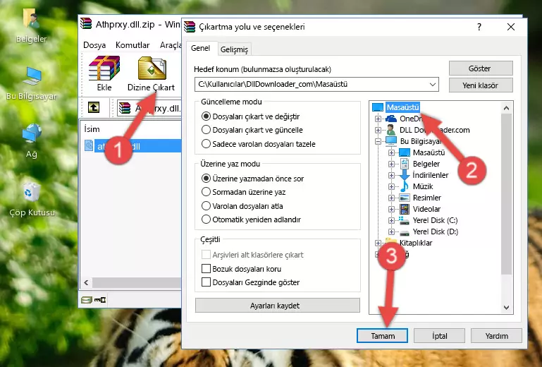 Athprxy.dll kütüphanesini Windows/System32 klasörüne kopyalama