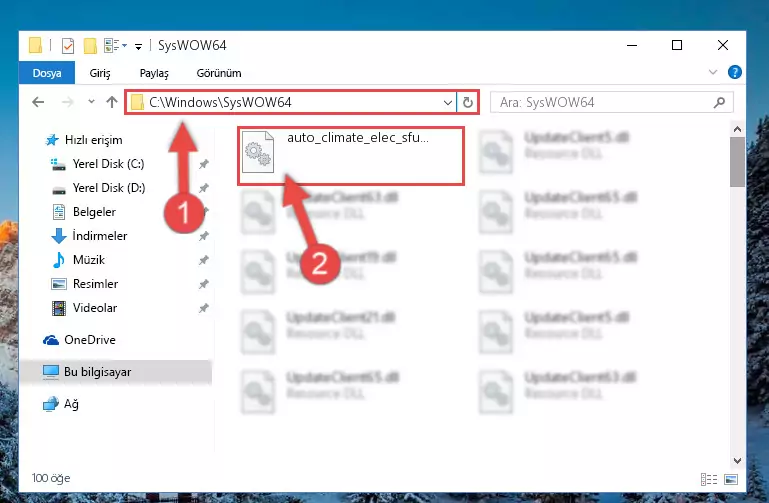 Auto_climate_elec_sfun.dll kütüphanesini Windows/sysWOW64 klasörüne kopyalama