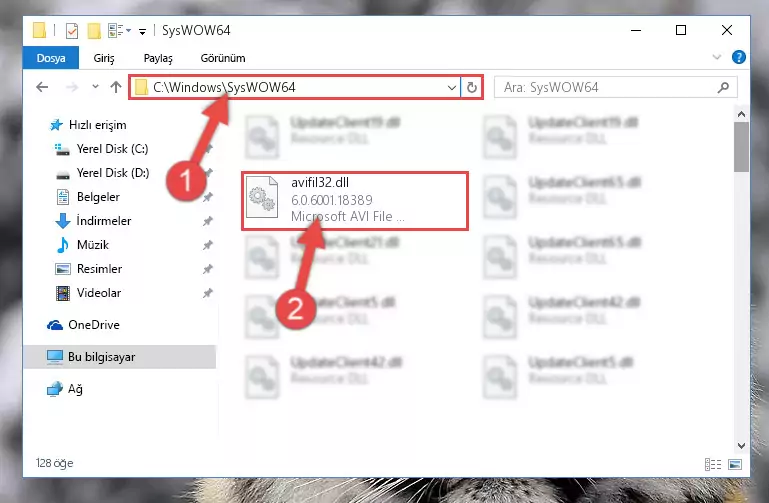 Avifil32.dll dosyasını Windows/sysWOW64 dizinine kopyalama