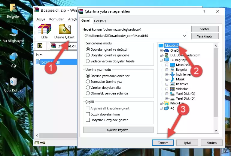 Bcspse.dll kütüphanesini Windows/System32 klasörüne kopyalama