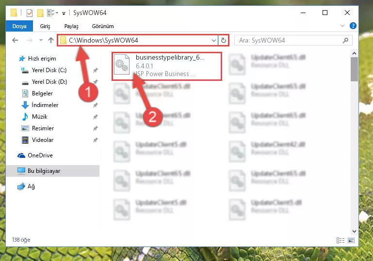Businesstypelibrary_63.dll dosyasını Windows/sysWOW64 dizinine kopyalama