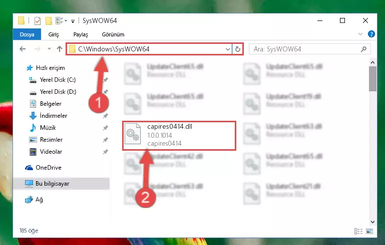 Capires0414.dll dosyasını Windows/sysWOW64 dizinine yapıştırma