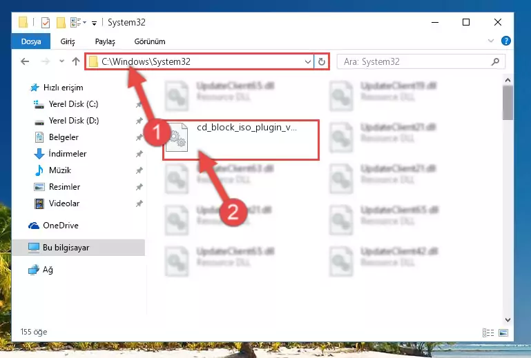 Cd_block_iso_plugin_v1.0.1.dll kütüphanesini Windows/sysWOW64 klasörüne yapıştırma