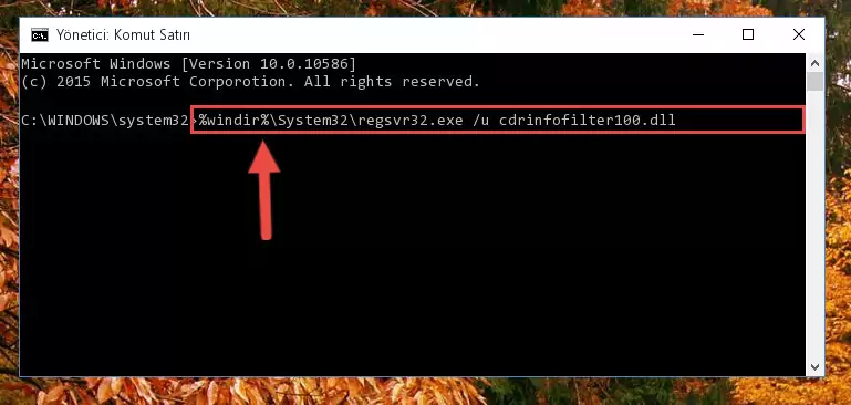 Cdrinfofilter100.dll dosyasını .zip dosyası içinden çıkarma