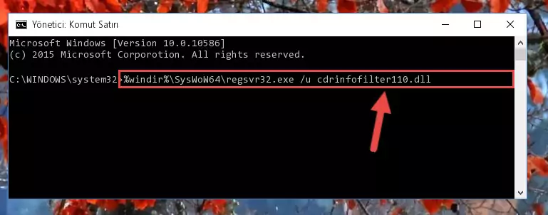 Cdrinfofilter110.dll kütüphanesini sisteme tekrar kaydetme