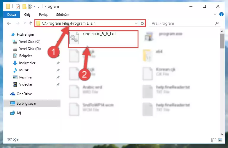 Cinematic_5_6_f.dll dosyasının hasarlı kaydını sistemden kaldırma (64 Bit için)