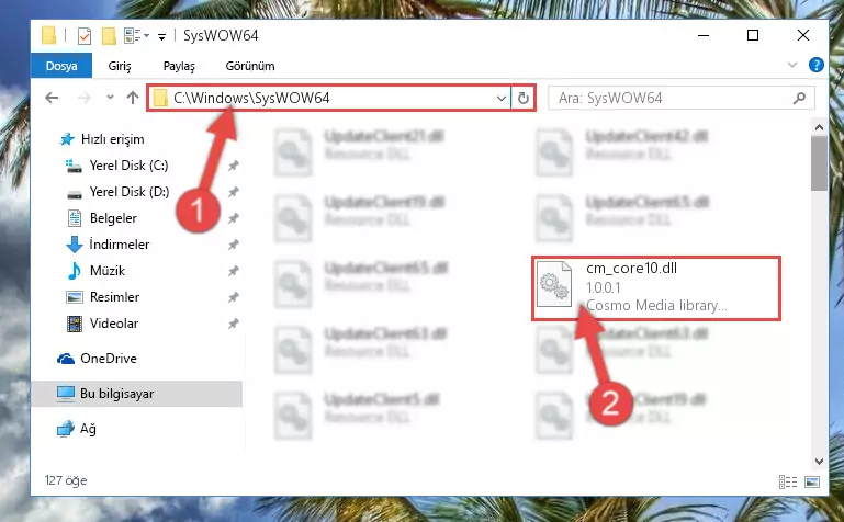 Cm_core10.dll kütüphanesini Windows/sysWOW64 klasörüne kopyalama