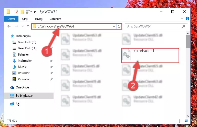 Colorhack.dll kütüphanesini masaüstüne çıkarma