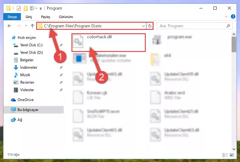 Colorhack.dll kütüphanesini seçili hale getirme