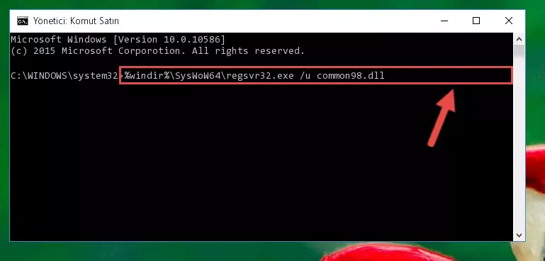 Common98.dll dosyası için temiz kayıt oluşturma (64 Bit için)
