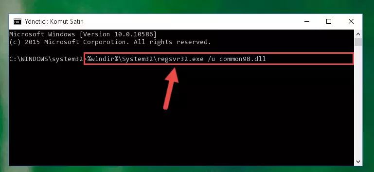 Common98.dll dosyası için Regedit (Windows Kayıt Defteri) üzerinde temiz kayıt oluşturma