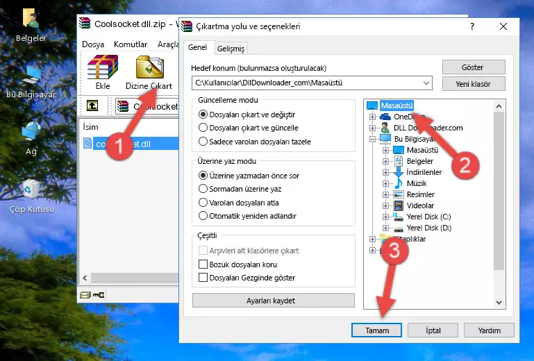 Coolsocket.dll dosyasını Windows/System32 dizinine kopyalama