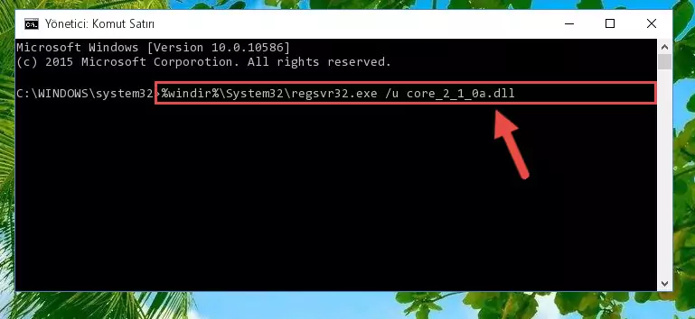 Core_2_1_0a.dll dosyasını .zip dosyası içinden çıkarma