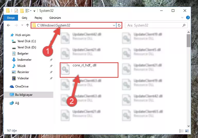 Core_rl_hdf_.dll kütüphanesini Windows/sysWOW64 klasörüne kopyalama