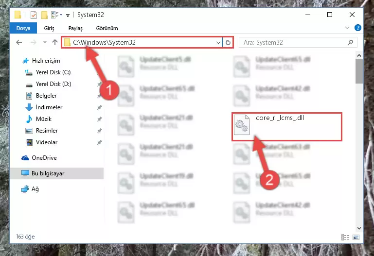 Core_rl_lcms_.dll dosyasını Windows/System32 dizinine kopyalama