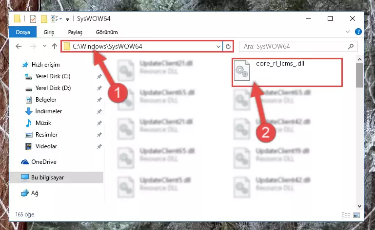 Core_rl_lcms_.dll dosyasını Windows/sysWOW64 dizinine yapıştırma