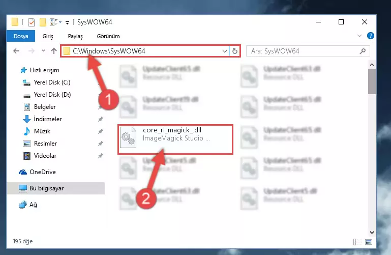 Core_rl_magick_.dll dosyasını Windows/sysWOW64 dizinine yapıştırma