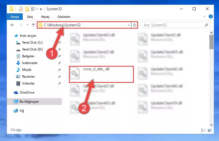 Core_rl_xlib_.dll kütüphanesini Windows/System32 klasörüne kopyalama