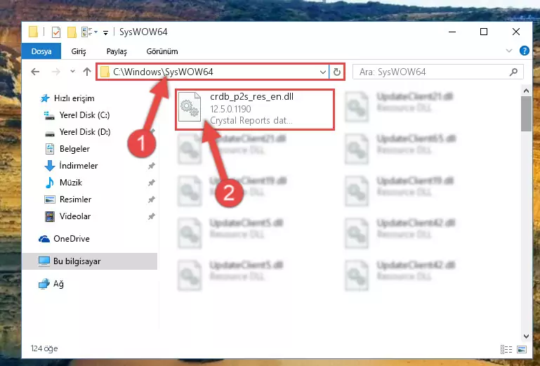 Crdb_p2s_res_en.dll kütüphanesini Windows/sysWOW64 klasörüne yapıştırma