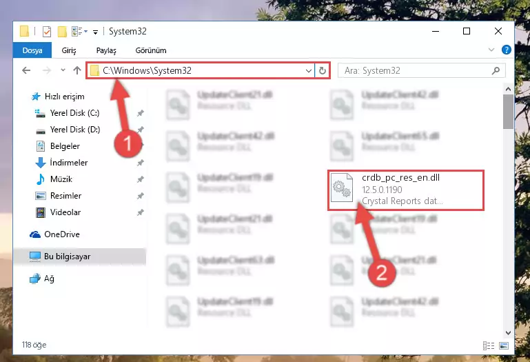 Crdb_pc_res_en.dll kütüphanesini Windows/sysWOW64 klasörüne kopyalama