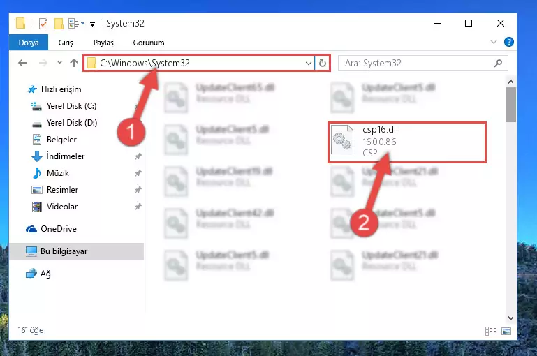 Csp16.dll dosyasını Windows/System32 dizinine kopyalama