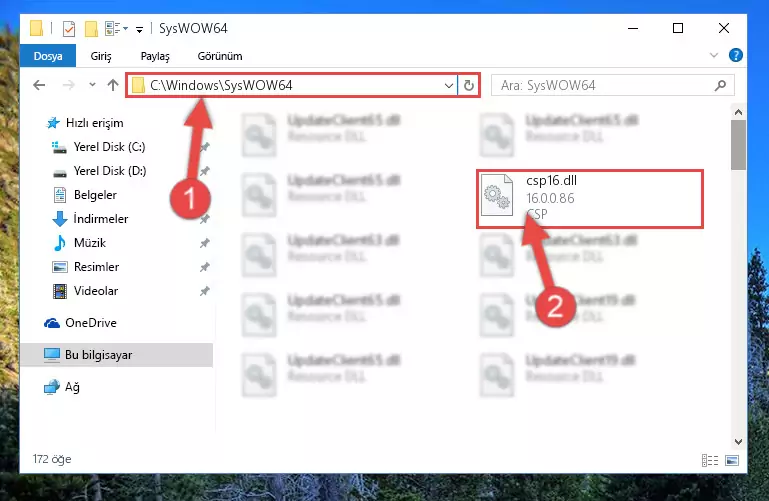Csp16.dll dosyasını Windows/sysWOW64 dizinine kopyalama