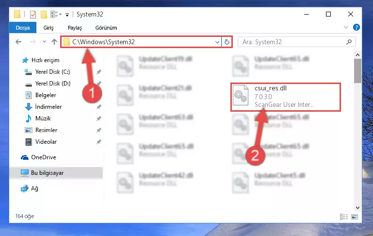 Csui_res.dll kütüphanesini Windows/System32 klasörüne kopyalama