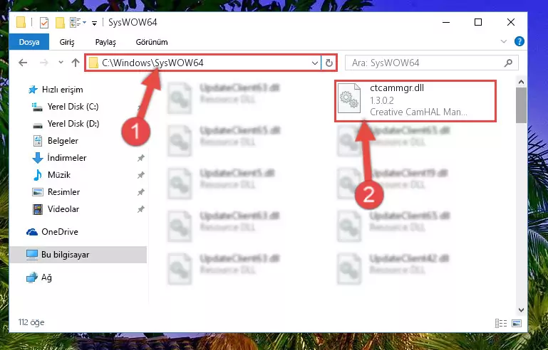 Ctcammgr.dll dosyasını Windows/sysWOW64 dizinine yapıştırma
