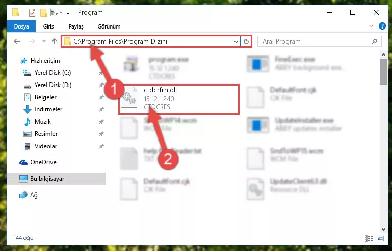 Ctdcrfrn.dll dosyasının bozuk kaydını Windows Kayıt Defterinden kaldırma (64 Bit için)