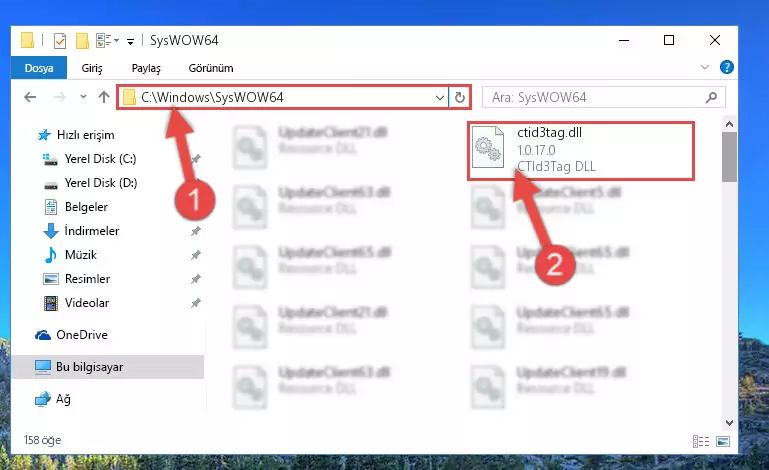 Ctid3tag.dll kütüphanesini Windows/sysWOW64 klasörüne yapıştırma