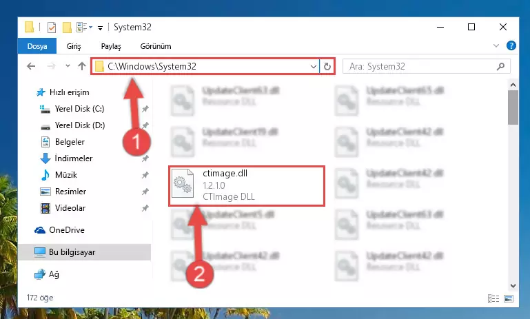 Ctimage.dll dosyasını Windows/sysWOW64 dizinine kopyalama