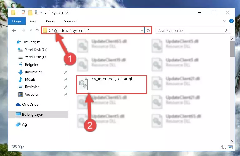 Cv_intersect_rectangles_sfun.dll kütüphanesini Windows/sysWOW64 klasörüne yapıştırma