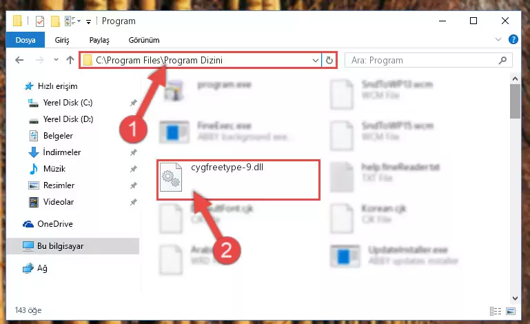 Cygfreetype-9.dll kütüphanesinin hasarlı kaydını sistemden kaldırma (64 Bit için)