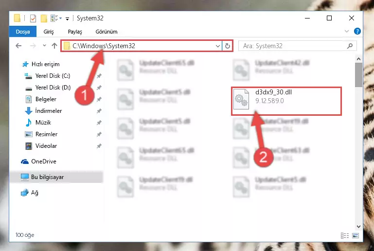 D3dx9_30.dll kütüphanesini Windows/sysWOW64 klasörüne kopyalama