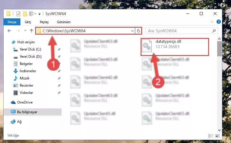 Datatypesjs.dll kütüphanesini masaüstüne çıkarma