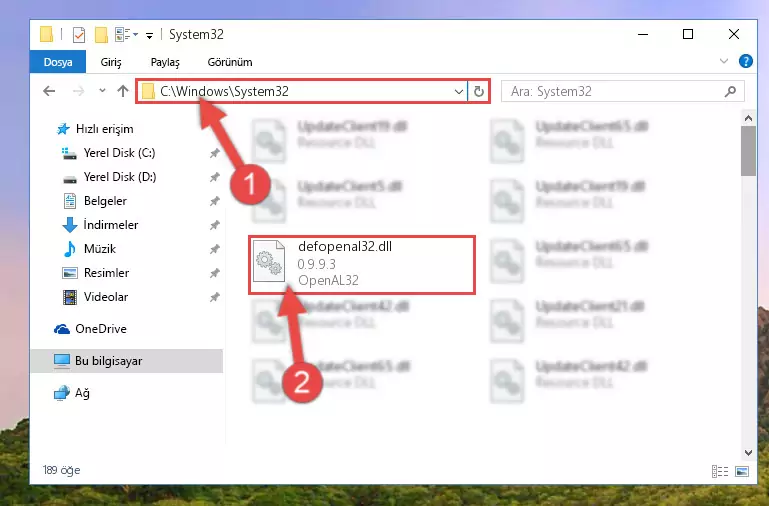 Defopenal32.dll dosyasını Windows/sysWOW64 dizinine kopyalama