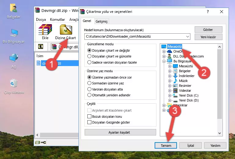 Devmgr.dll dosyasını Windows/System32 dizinine kopyalama