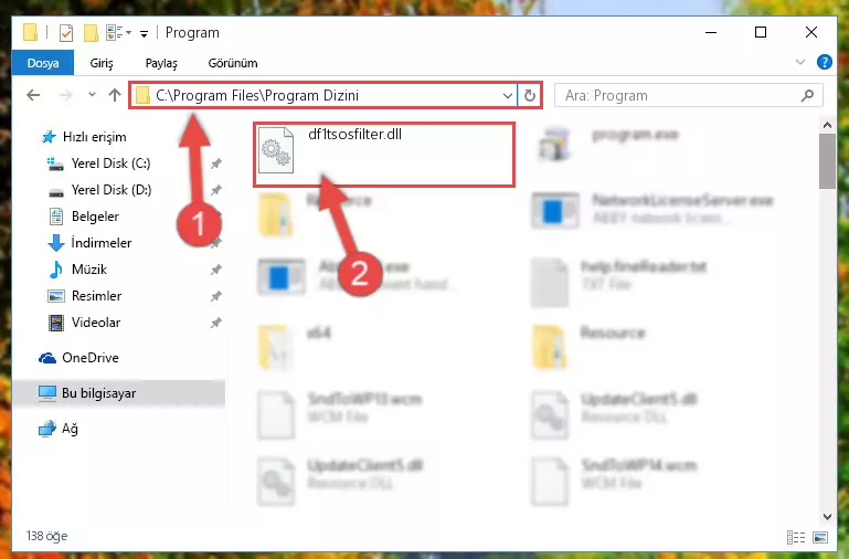 Df1tsosfilter.dll kütüphanesinin bozuk kaydını Windows Kayıt Defterinden kaldırma (64 Bit için)