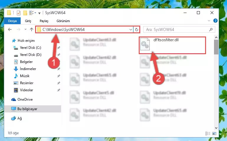 Df1tsosfilter.dll kütüphanesini Windows/sysWOW64 klasörüne yapıştırma