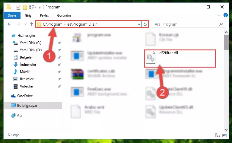 Df2filter.dll kütüphanesinin bozuk kaydını Windows Kayıt Defterinden kaldırma (64 Bit için)