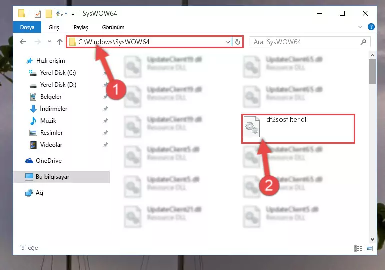 Df2sosfilter.dll kütüphanesini masaüstüne çıkarma