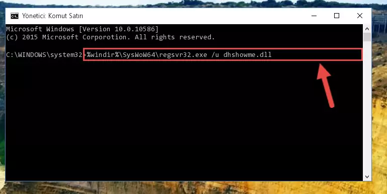 Dhshowme.dll dosyası için temiz kayıt oluşturma (64 Bit için)