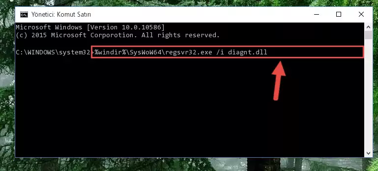 Diagnt.dll kütüphanesinin bozuk kaydını Windows Kayıt Defterinden kaldırma (64 Bit için)