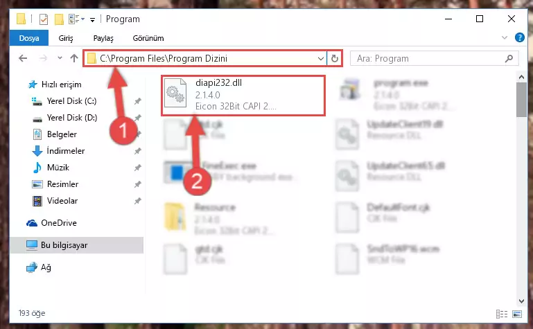 Diapi232.dll dosyasının bozuk kaydını Windows Kayıt Defterinden kaldırma (64 Bit için)