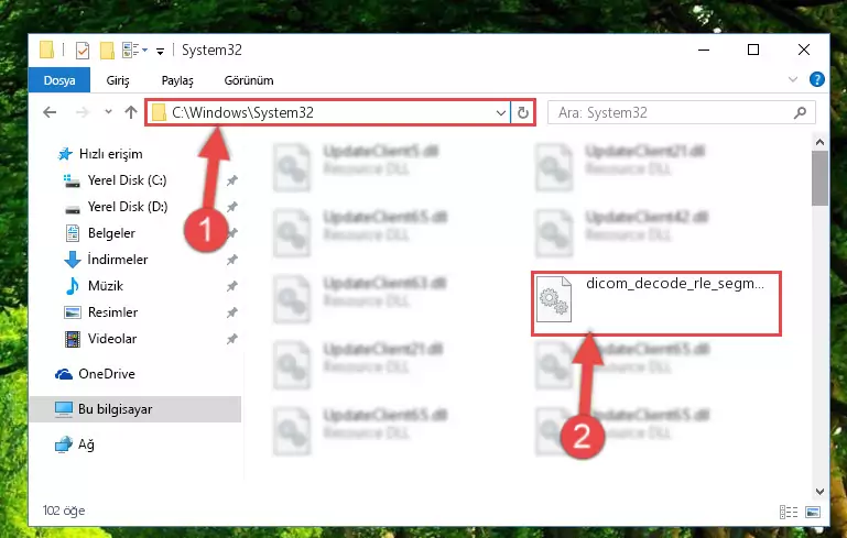 Dicom_decode_rle_segment.dll kütüphanesini Windows/System32 klasörüne kopyalama