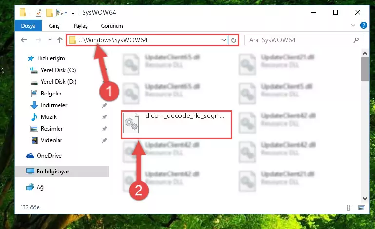Dicom_decode_rle_segment.dll kütüphanesini Windows/sysWOW64 klasörüne yapıştırma